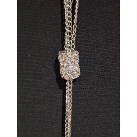 R&M Richards Women's Black Dress | Beaded Neckline, Attached Silver Necklace - Picture 2 of 8